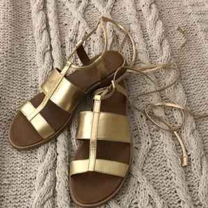 Gold Ankle-tie Sandals -Naturalizer